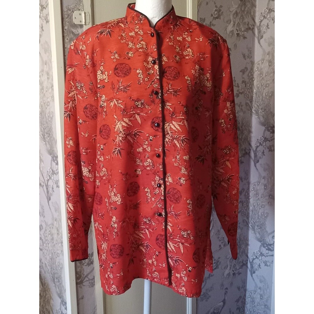 The Tog Shop Red/Black Asian Style Blouse 14  NWT